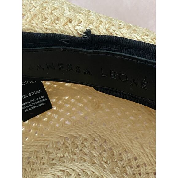 Janessa Leone Ivana Jute Straw Fedora Hat Leather Band Natural Size Medium main image 6